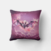 ピンクとグレーのこうもりピンクの雲スターハロウィーン クッション (裏面)