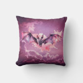 ピンクとグレーのこうもりピンクの雲スターハロウィーン クッション (正面)
