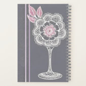 ピンクとグレーのアイアート ノートブック (裏面)