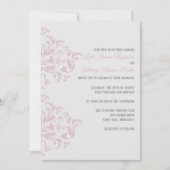 ピンクとグレーのエレガントなダマスク招待状 招待状 (正面)