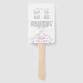 ピンクとグレーのエレガントダマスク結婚式プログラムファン ハンドファン (裏面)