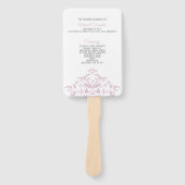 ピンクとグレーのエレガントダマスク結婚式プログラムファン ハンドファン (正面)