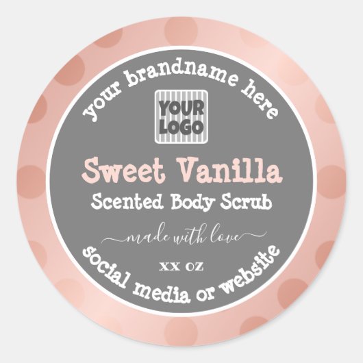 ピンクとグレーのカスタムロゴ製品の包装ラベル ラウンドシール (正面)
