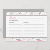 ピンクとグレーのキッチンツールレシピカード (正面/裏面)