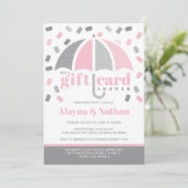 ピンクとグレーのギフトカードシャワー招待状 招待状 (スタンド正面)