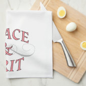 ピンクとグレーのグレース&グリットワード キッチンタオル (四つ折り)