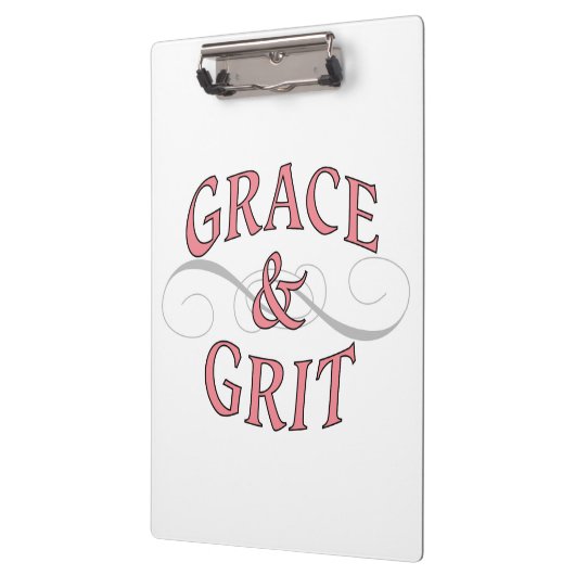 ピンクとグレーのグレース&グリットワード クリップボード (左)
