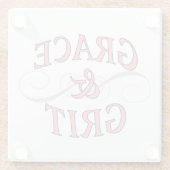 ピンクとグレーのグレース&グリット ガラスコースター (裏面)