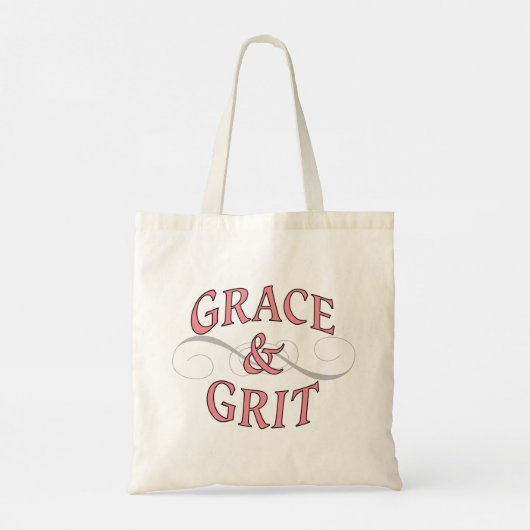 ピンクとグレーのグレース&グリット トートバッグ (裏面)