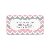 ピンクとグレーのシェブロン住所 シールのシャワー賛成 ラベル (正面)