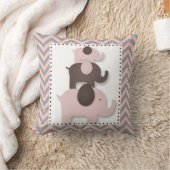 ピンクとグレーのシボロンゾウ枕 クッション (ブランケット)