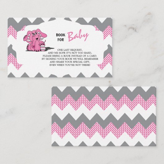 ピンクとグレーのシボロン象 | Bring a Book 名刺 (正面/裏面)