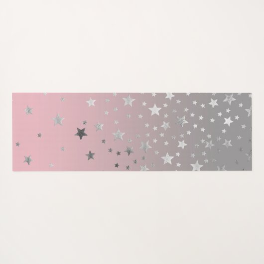 ピンクとグレーのスターグラデーションズスタイリッシュシックモダン ヨガマット (裏面(横))