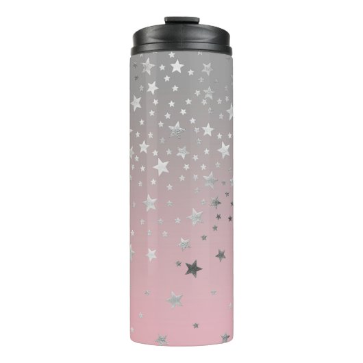 ピンクとグレーのスタースタイリッシュズモダンシック タンブラー (正面)