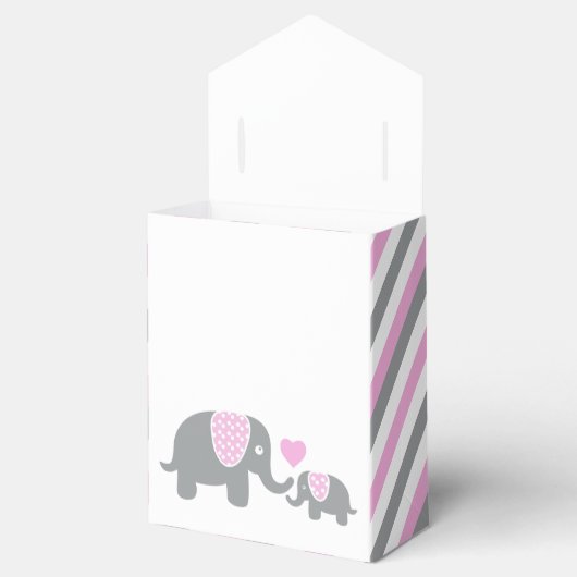 ピンクとグレーのストライプゾウ フェイバーボックス (オープン)