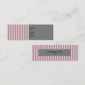ピンクとグレーのストライプパターン スキニー名刺 (正面/裏面)