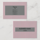 ピンクとグレーのストライプパターン 名刺 (正面/裏面)