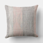 ピンクとグレーのストライプフローラオーバーレイ枕 アウトドアクッション (裏面)