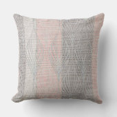 ピンクとグレーのストライプフローラオーバーレイ枕 アウトドアクッション (正面)