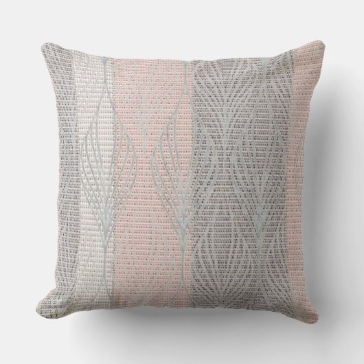 ピンクとグレーのストライプ柄の花柄オーバーレイ枕 アウトドアクッション (正面)