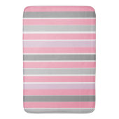 ピンクとグレーのストライプ バスマット (正面縦)