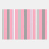 ピンクとグレーのストライプ ラッピングペーパーシート (正面2)