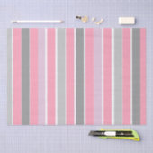 ピンクとグレーのストライプ 薄葉紙 (クラフト)