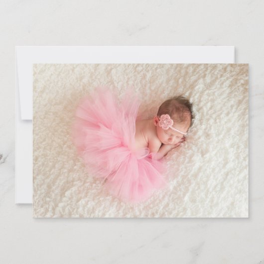 ピンクとグレーのスナップショット2写真の誕生のお知らせ 案内状 (裏面)