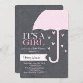 ピンクとグレーのスプリンク-ベビーシャワー招待状 招待状 (正面/裏面)