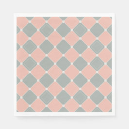 ピンクとグレーのダイヤモンドチェックパターン スタンダードランチョンナプキン