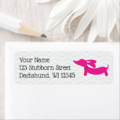 ピンクとグレーのダックスフンド レトロ アドレスラベル ラベル (インサイチュ)