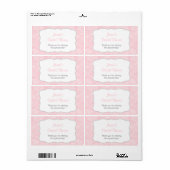 ピンクとグレーのダマスクのウォーターボトルラベル ラベル (フルシート)