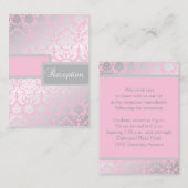 ピンクとグレーのダマスクのエンクロージャカード エンクロージャーカード (正面/裏面)