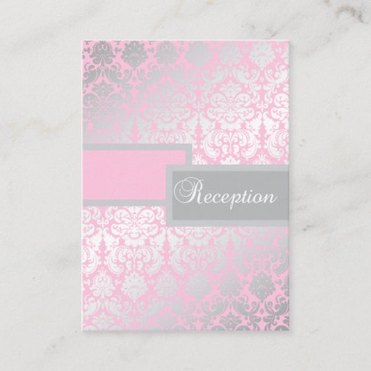 ピンクとグレーのダマスクのエンクロージャカード エンクロージャーカード (正面)