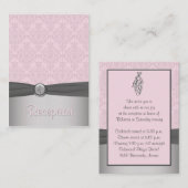 ピンクとグレーのダマスクバレエのエンクロージャカード エンクロージャーカード (正面/裏面)