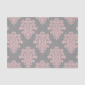 ピンクとグレーのダマスクパターン 薄葉紙 (正面)