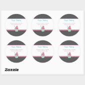 ピンクとグレーのダマスクパン屋かわいいステッカー ラベル (シート)