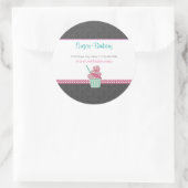 ピンクとグレーのダマスクパン屋かわいいステッカー ラベル (バッグ)