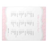 ピンクとグレーのダマスク柄財布ゲーム, シャワーのための楽しいゲーム ノートパッド (正面)