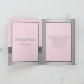 ピンクとグレーのダマスク・サンキューカード サンキューカード (内部)