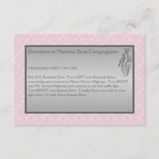 ピンクとグレーのダマスク、バレエのエンクロージャカード エンクロージャーカード (正面)