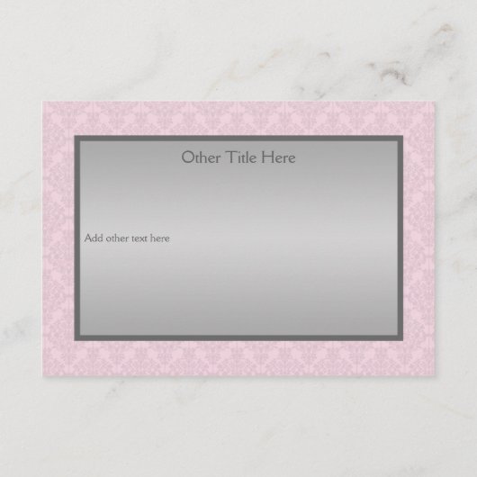 ピンクとグレーのダマスク、バレエのエンクロージャカード エンクロージャーカード (裏面)