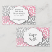 ピンクとグレーのダリアのラッフルチケットまたは挿入カード エンクロージャーカード (正面/裏面)