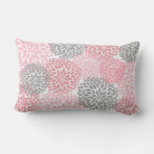 ピンクとグレーのダリア/タム角枕 ランバークッション (裏面)