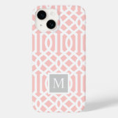 ピンクとグレーのトレリス・モノグラム |編集可能な色 Case-Mate iPhoneケース (裏面)