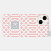 ピンクとグレーのトレリス・モノグラム |編集可能な色 Case-Mate iPhoneケース (裏面 (横))