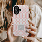 ピンクとグレーのトレリス・モノグラム |編集可能な色 Case-Mate iPhoneケース