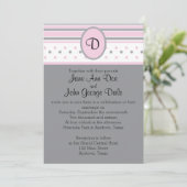 ピンクとグレーのドットとストライプ招待状 招待状 (スタンド正面)