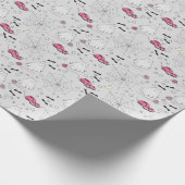 ピンクとグレーのハロウィーンかわいい猫幽霊 ラッピングペーパー (角)