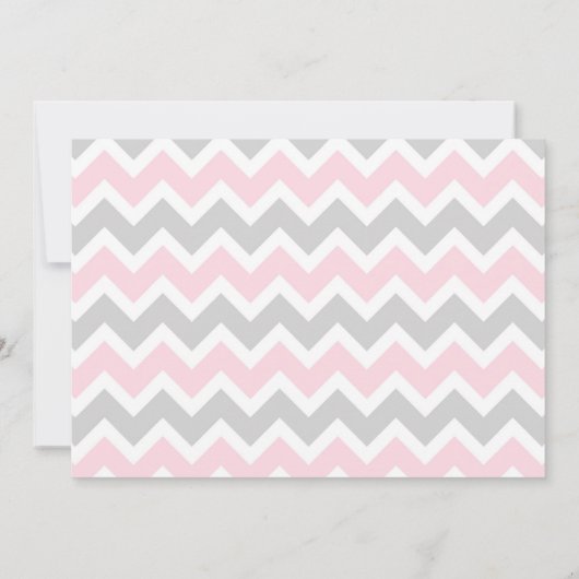 ピンクとグレーのバナーベビーシャワー/誕生日招待状 招待状 (裏面)